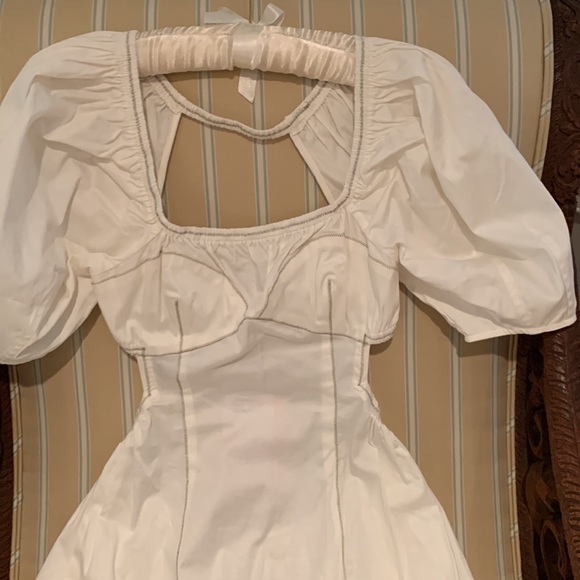 CULT GAIA ZOWIE CUT-OUT MIDI DRESS WHITE COTTON POPLIN FABRICATION SIZE 4 - Picture 8 of 16